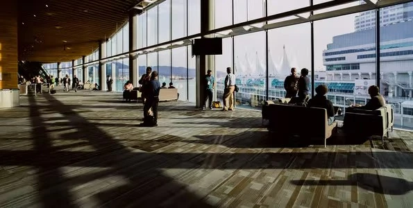 A large foyer looking onto the ocean